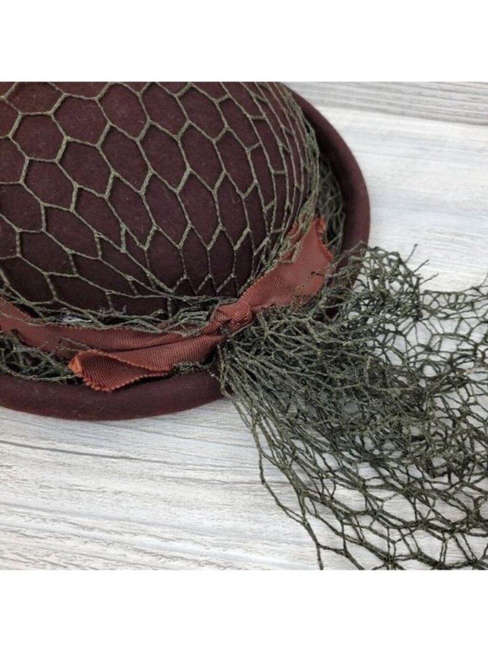 Vintage Belvedere brown wool netted hat rolled brim union label - Picture 5 of 12